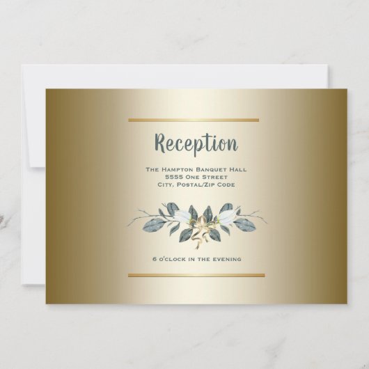 Tulipes Blanches Avec Or, Faire-part de mariage (Dos)