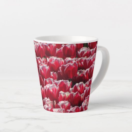 Tulipes blanches rouges Motif Latte Mug (Angle droit)