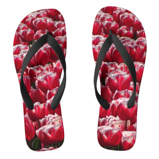 Tulipes blanches rouges Motifs tongs (Semelle)