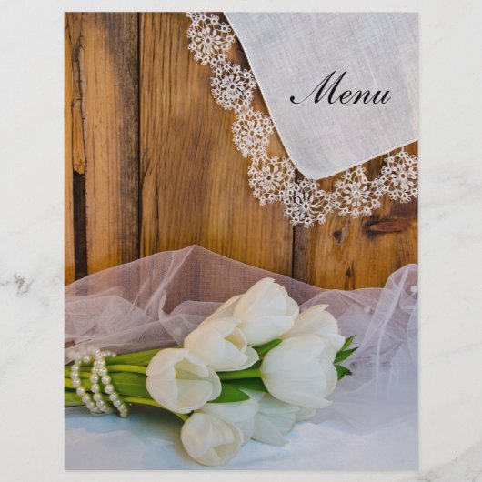 Tulipes blanches rustiques Country Barne Menu Mari (Devant)