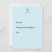 Tulipes blanches sur carte d'anniversaire bleu cla (Dos)