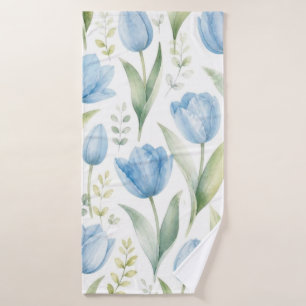 Tulipes Bleues Peinture Florale Aquarelle Botaniqu