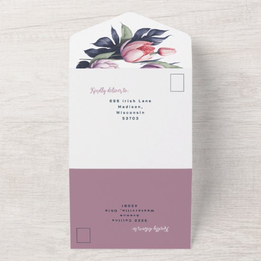 Tulipes bleues violettes en un seul Faire-part de (Dehors)