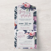 Tulipes bleues violettes en un seul Faire-part de  (À l'intérieur)