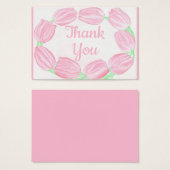 Tulipes Bordure rose Carte de remerciements floral (Devant & derrière)