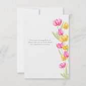 Tulipes Calligraphie Fête des mariées rose Merci (Dos)