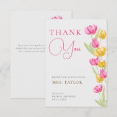 Tulipes Calligraphie Fête des mariées rose Merci (Devant / Derrière)