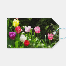Tulipes colorées do-it-yourself étiquette cadeau