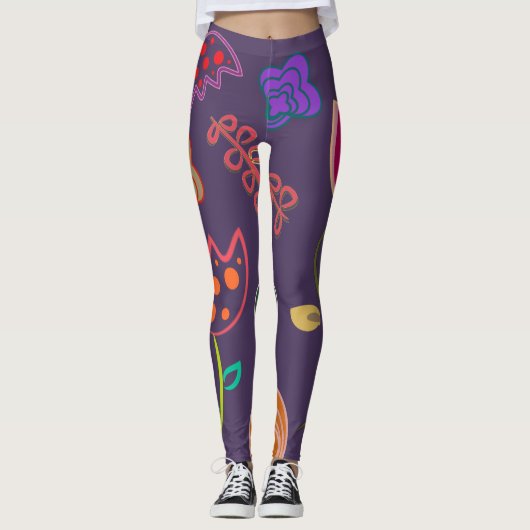 Tulipes colorées et fleurs Leggings (Devant)