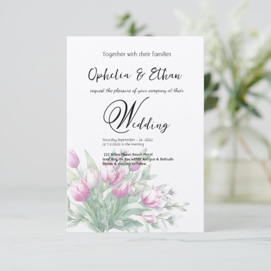 Tulipes d'aquarelle, Faire-part de mariage (Debout devant)