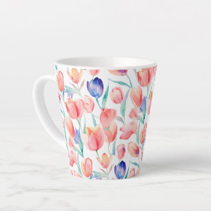 Tulipes d'aquarelle Motif Latte Mug
