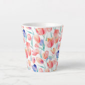 Tulipes d'aquarelle Motif Latte Mug (Devant)