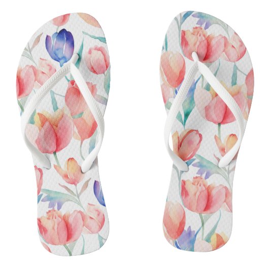 Tulipes d'aquarelle Motif paire de tongs (Semelle)