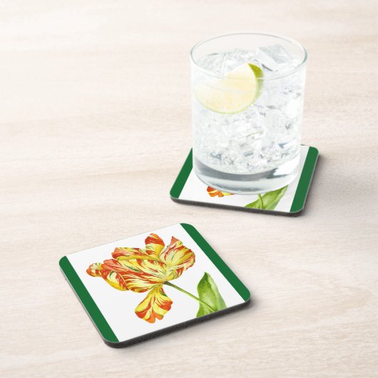 Tulipes de feu sur un ensemble de Dessous de verre (Côté Droit)