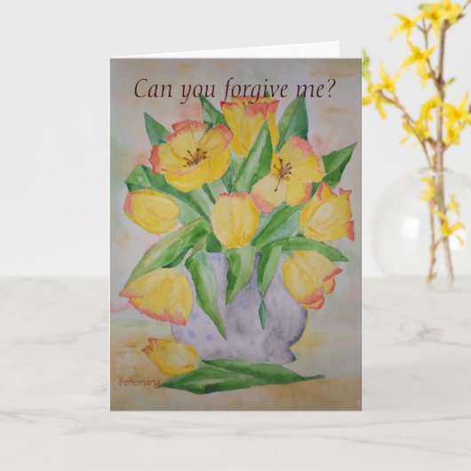 Tulipes de jaune de carte de poème (Fleur jaune)