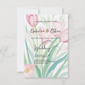 Tulipes de ressort d'aquarelle, Faire-part de mari (Devant)