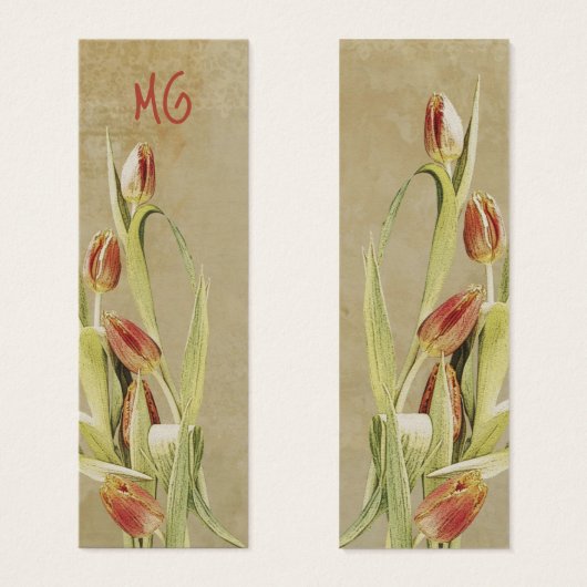 Tulipes de style vintage avec Initiales (Devant & derrière)