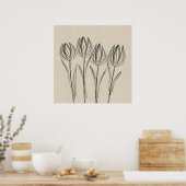 Tulipes Dessin Toile Poster (Cuisine)