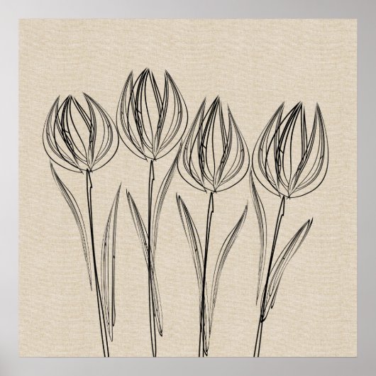 Tulipes Dessin Toile Poster (Devant)