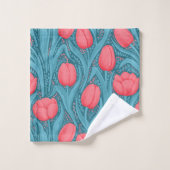 Tulipes en bleu et rouge (Gant de toilette)