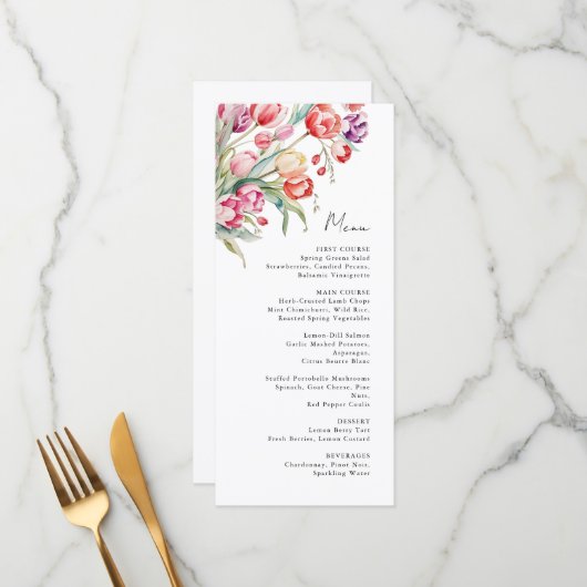 tulipes en cascade menu mariage (Devant/Arrière en situation)