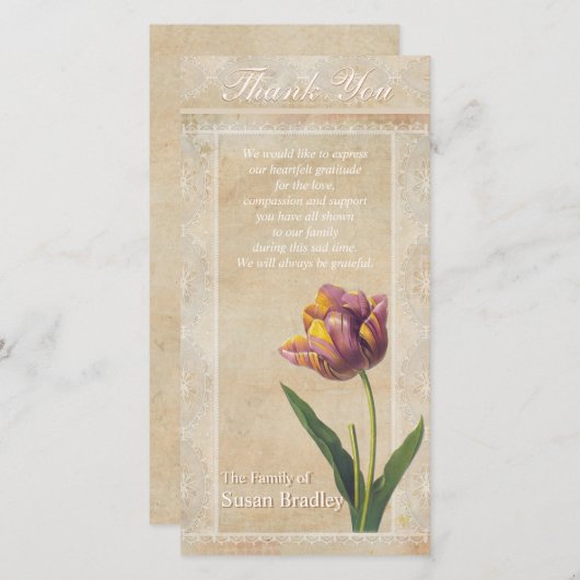 Tulipes en dentelle vintage Sympathy Merci Carte p (Devant / Derrière)