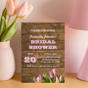 Tulipes et Barnwood Invitations de douche nuptiale