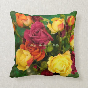 Tulipes et coussin de roses