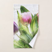 Tulipes Et Feuilles Aquarelles (Serviette à main)