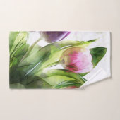 Tulipes Et Feuilles Aquarelles (Serviette à main)