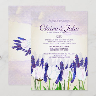 Tulipes et invitation au mariage de la lavande