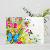Tulipes et papillons carte de remerciements (Debout devant)