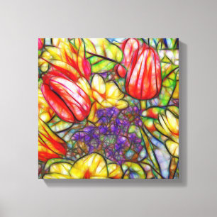 Tulipes et toile de jonquille
