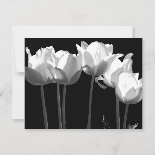 Tulipes, Faire-part de mariage B&W (Devant)