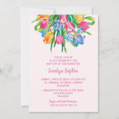 Tulipes Fille Baptême Christening Invitations (Devant)