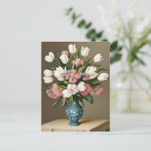 Tulipes, fleurs, carte postale pour la traversée (Debout devant)