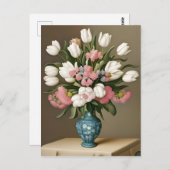 Tulipes, fleurs, carte postale pour la traversée (Devant / Derrière)