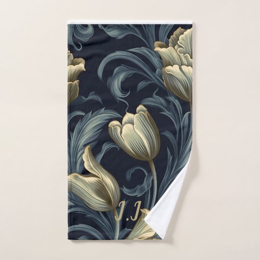 Tulipes gothiques Monogramme floral Pickleball ser (Serviette à main)