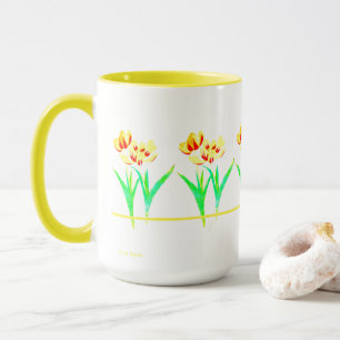 Tulipes jaunes avec texte sur grand mug