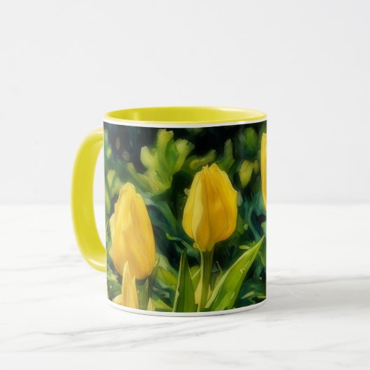 Tulipes Jaunes Fleur Floral Art Mug Cup (Devant gauche)