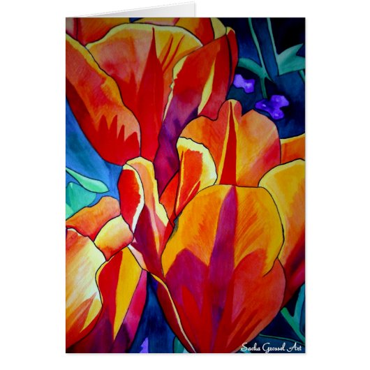 Tulipes orange aquarelle peinture de fleurs (Devant)