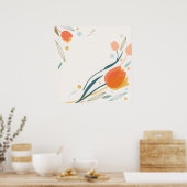 Tulipes Orange Corail Affiche Florale Moderne Mini (Cuisine)