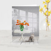 Tulipes orange dans la carte d'ombre de fenêtre (Fleur jaune)