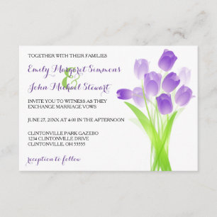 Tulipes pourpres - faire-part de mariage 3x5