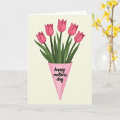 Tulipes rayées Carte de fêtes des mères (Fleur jaune)