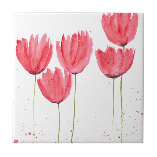 Tulipes rose rustique fleurs chic carreaux céramiq (Devant)