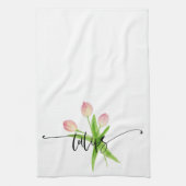 Tulipes roses Aquarelle Serviette de cuisine (Vertical)
