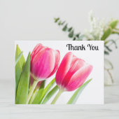 Tulipes roses avec Merci photo Feuille vert (Debout devant)