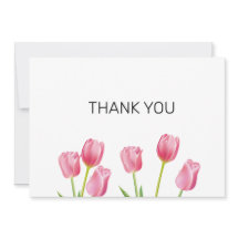 Tulipes roses Carte de remerciements plat