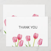 Tulipes roses Carte de remerciements plat (Devant / Derrière)